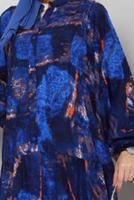 Tesettür giyim LACİVERT DESENLİ ELBİSE T 8877