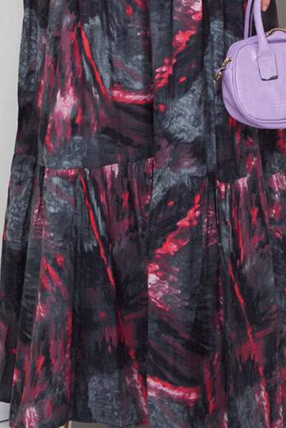 Tesettür giyim PEMBE DESENLİ ELBİSE T 8877