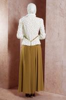 Tesettür giyim TABA ALVİNA PUANTİYELİ PANTOLONLU TAKIM T 3767