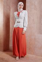 Tesettür giyim EKRU ALVİNA CEKETLİ TULUMLU TAKIM T 3863