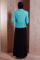 Tesettür giyim MAVİ ALVİNA CEKETLİ ELBİSELİ TAKIM T 3874