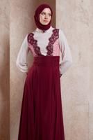 Tesettür giyim BORDO ALVİNA ŞİFON ABİYE ELBİSE T 5831