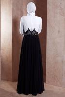 Tesettür giyim SİYAH ŞİFON ABİYE ELBİSE 5951