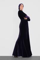 Tesettür giyim MOR ALVİNA KADİFE ABİYE ELBİSE T 5964