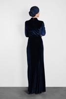 Tesettür giyim LACİVERT ALVİNA KADİFE ABİYE ELBİSE T 5964