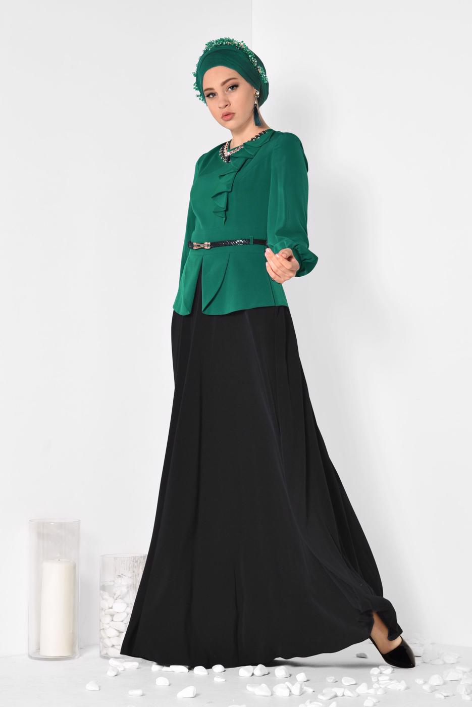 Vêtements hijab VERT ALVINA ROBE DE SOIRÉE T 3048