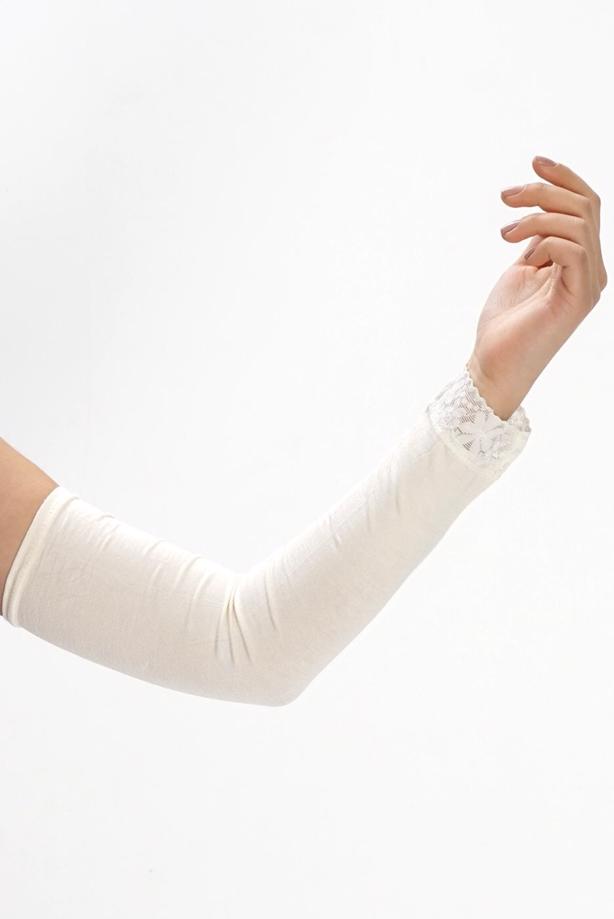 Vêtements hijab CRÈME MANCHETTE AVEC DENTELLE 40055 - TRENDTESETTÜR