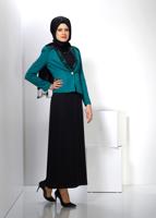 Tesettür giyim MAVİ ALVİNA İKİLİ ELBİSELİ TAKIM T 3032