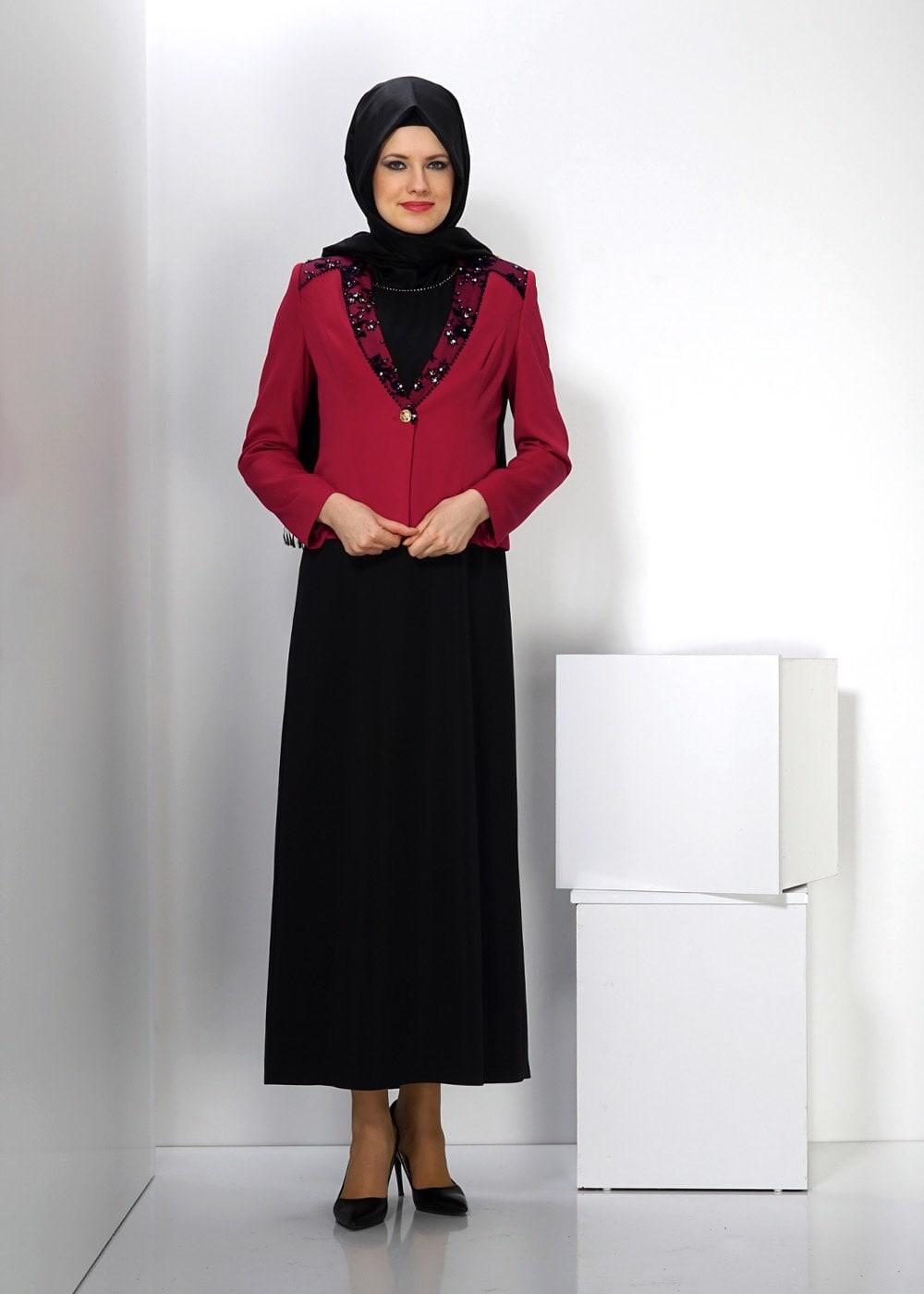 Hijab clothing RED ALVINA DRESS SUIT T 3032