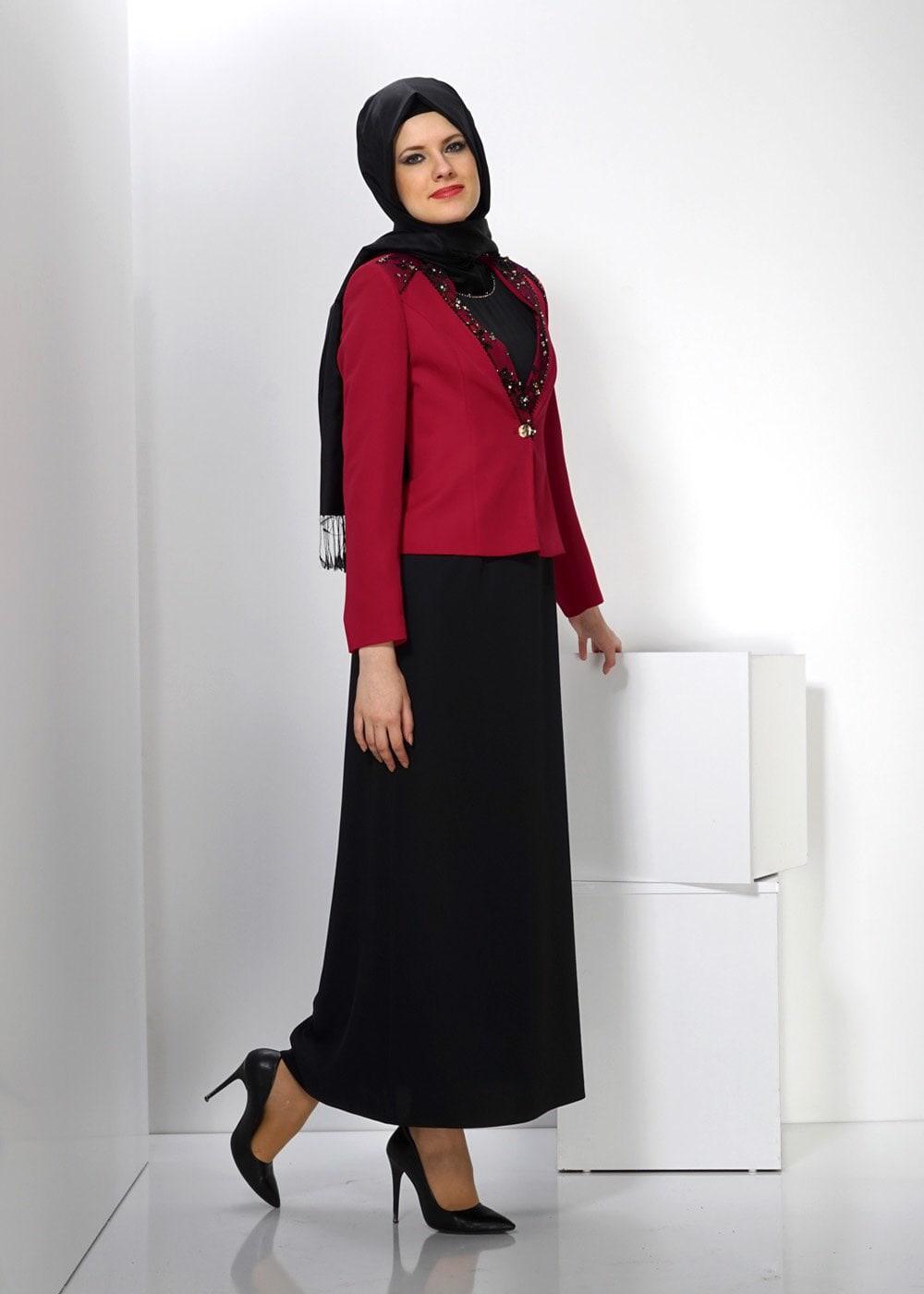 Hijab clothing RED ALVINA DRESS SUIT T 3032