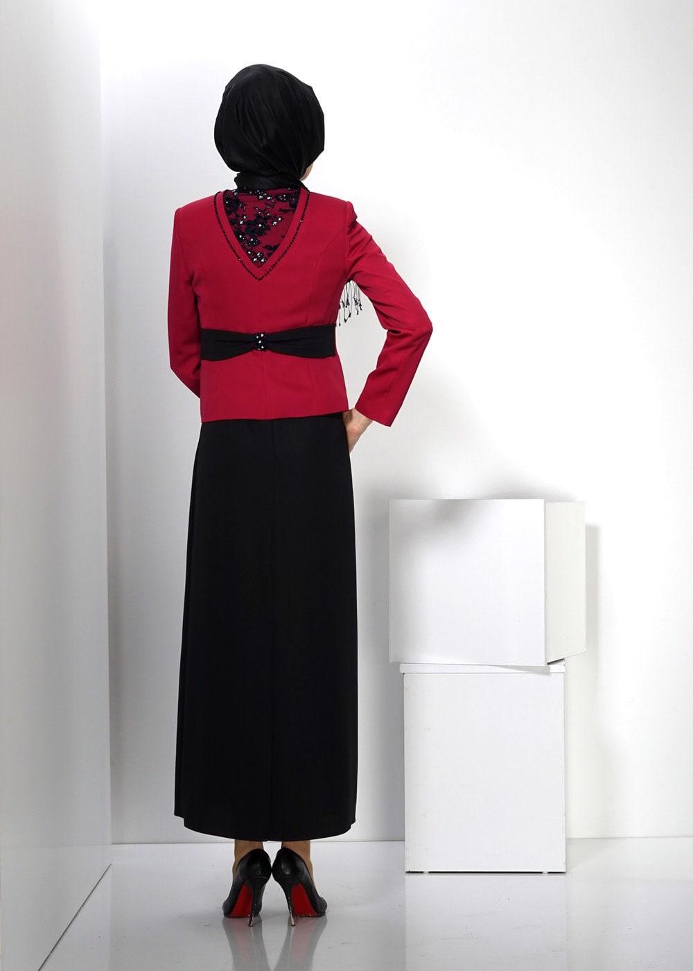 Hijab clothing RED ALVINA DRESS SUIT T 3032