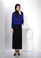 Tesettür giyim LACİVERT ALVİNA İKİLİ ELBİSELİ TAKIM T 3032