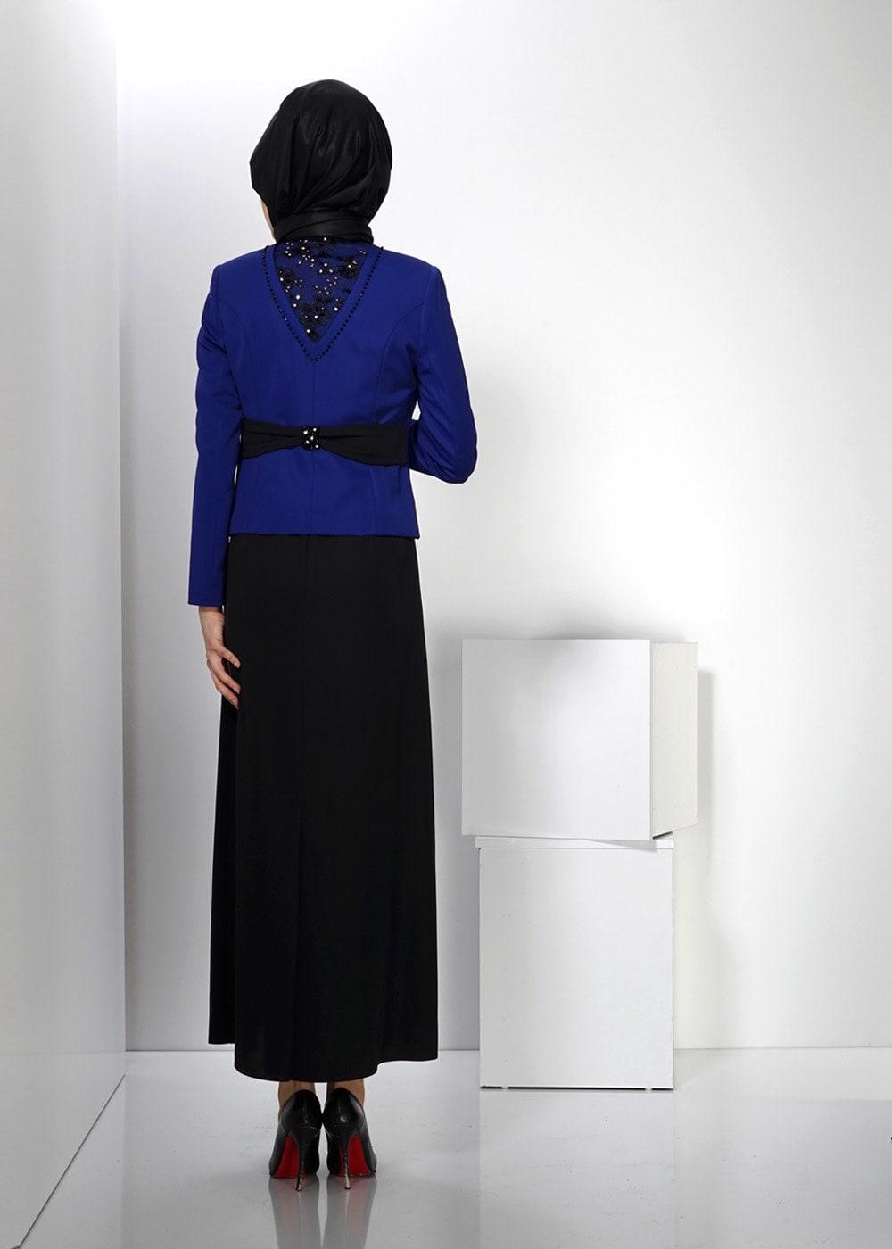 Tesettür giyim LACİVERT ALVİNA İKİLİ ELBİSELİ TAKIM T 3032