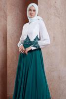 Tesettür giyim MAVİ ŞİFON ABİYE ELBİSE 5951