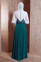 Tesettür giyim MAVİ ŞİFON ABİYE ELBİSE 5951