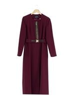 Tesettür giyim BORDO FERMUARLI KEMERLİ TRENÇKOT 1324