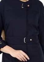 Tesettür giyim LACİVERT KUŞAKLI TRENÇKOT 1364 