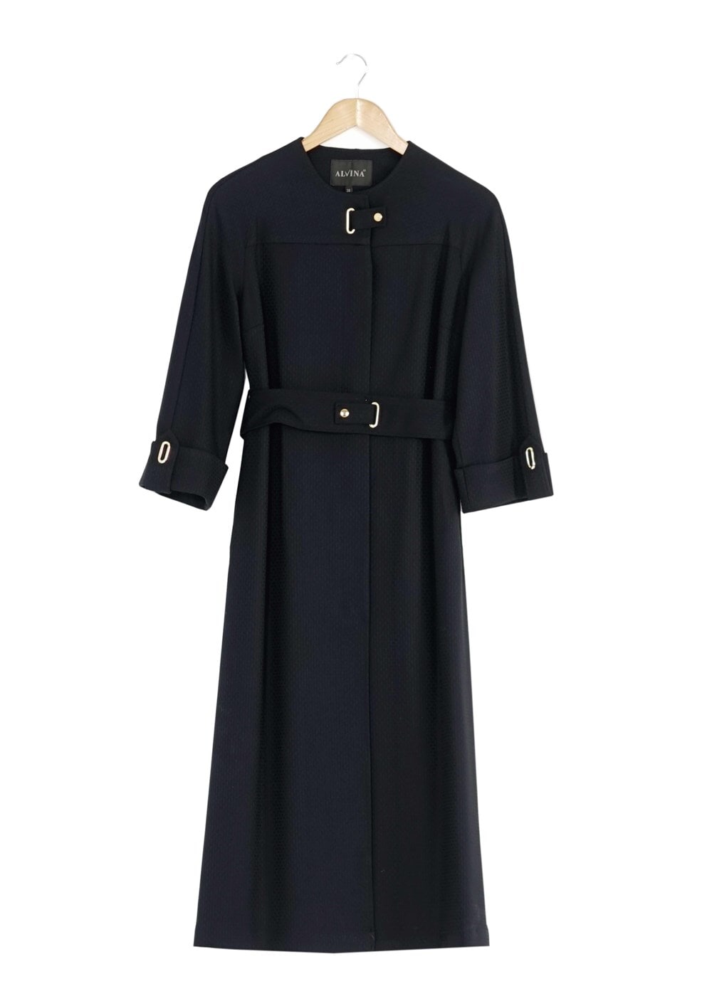 Tesettür giyim LACİVERT KUŞAKLI TRENÇKOT 1364 