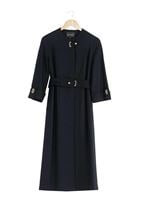 Tesettür giyim LACİVERT KUŞAKLI TRENÇKOT 1364 