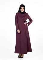 Tesettür giyim BORDO BAĞLAMA DETAYLI PARDESÜ 1382 