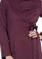 Tesettür giyim BORDO BAĞLAMA DETAYLI PARDESÜ 1382 