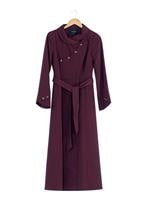 Tesettür giyim MOR DÜĞME DETAYLI KUŞAKLI PARDESÜ 1385 