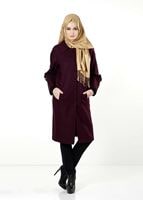 Tesettür giyim BORDO BEBE YAKA GENİŞ KESİM TRENÇKOT 1390 