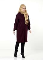 Tesettür giyim BORDO BEBE YAKA GENİŞ KESİM TRENÇKOT 1390 