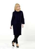 Tesettür giyim LACİVERT BEBE YAKA GENİŞ KESİM TRENÇKOT 1390 