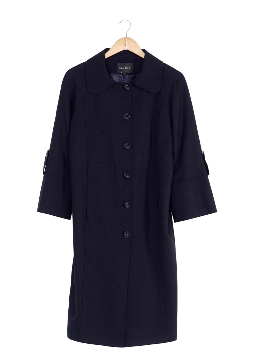 Tesettür giyim LACİVERT BEBE YAKA GENİŞ KESİM TRENÇKOT 1390 