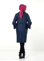 Tesettür giyim LACİVERT BEBE YAKA GENİŞ KESİM TRENÇKOT 1390 