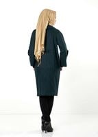 Tesettür giyim YEŞİL BEBE YAKA GENİŞ KESİM TRENÇKOT 1390 