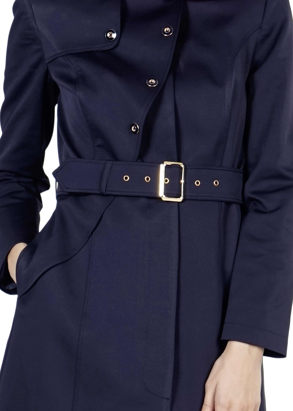 Tesettür giyim LACİVERT KEMERLİ TRENÇKOT 1393