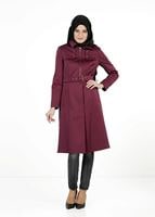 Tesettür giyim BORDO FERMUARLI KUŞAKLI TRENÇKOT 1394 