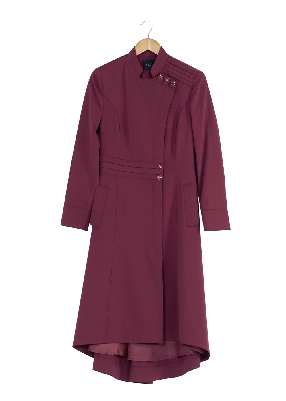 Tesettür giyim BORDO KUYRUKLU TRENÇKOT 1398