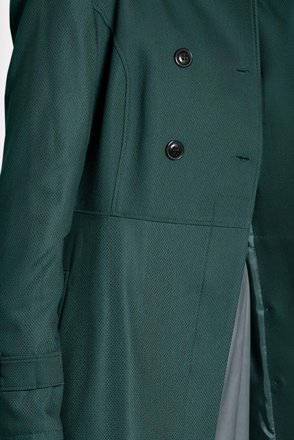 Tesettür giyim YEŞİL ALVİNA ETEĞİ VOLANLI TRENÇKOT 1405