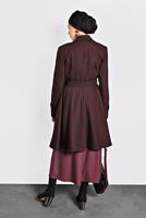 Tesettür giyim BORDO ALVİNA ETEĞİ VOLANLI TRENÇKOT 1405