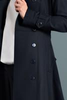 Tesettür giyim LACİVERT ALVİNA ETEĞİ VOLANLI TRENÇKOT 1405