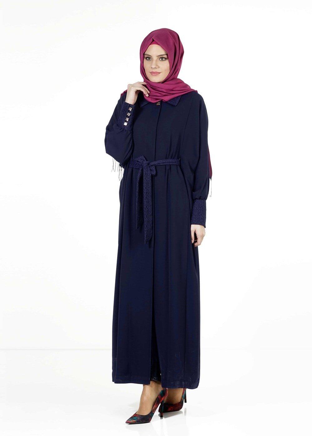 Vêtements hijab BLEU MARINE PARDESSUS À MANCHES DOLMAN 1406
