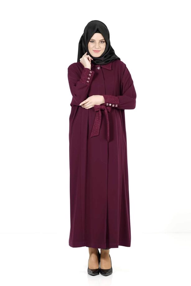 Vêtements hijab ROUGE BORDEAUX PARDESSUS À MANCHES DOLMAN 1406 - TRENDTESETTÜR