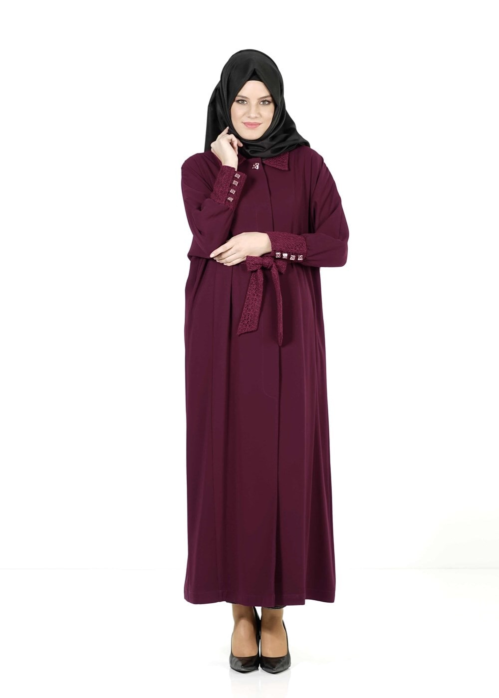 Vêtements hijab ROUGE BORDEAUX PARDESSUS À MANCHES DOLMAN 1406