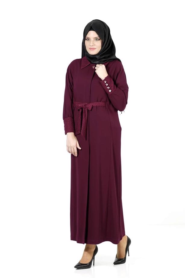 Vêtements hijab ROUGE BORDEAUX PARDESSUS À MANCHES DOLMAN 1406 - TRENDTESETTÜR