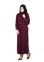 Vêtements hijab ROUGE BORDEAUX PARDESSUS À MANCHES DOLMAN 1406