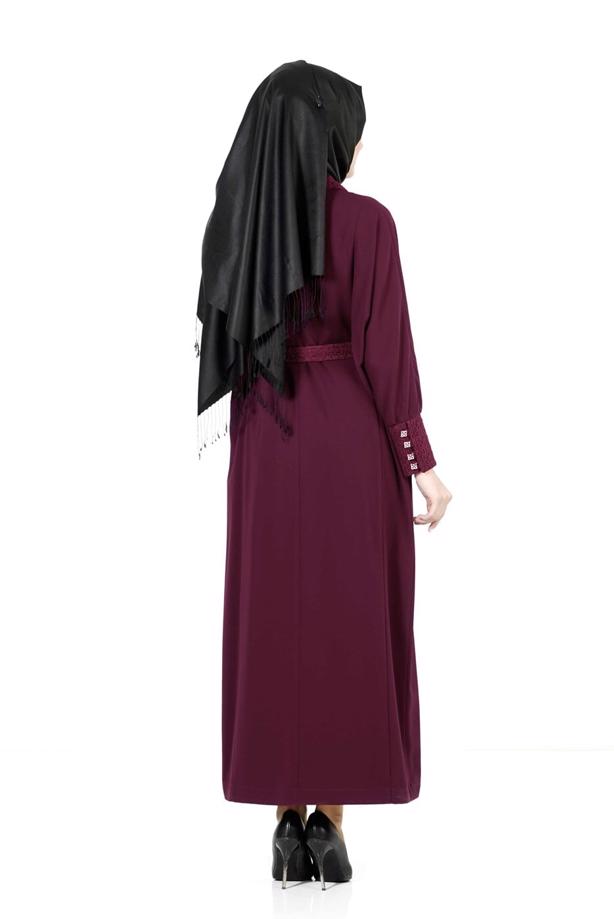 Vêtements hijab ROUGE BORDEAUX PARDESSUS À MANCHES DOLMAN 1406 - TRENDTESETTÜR