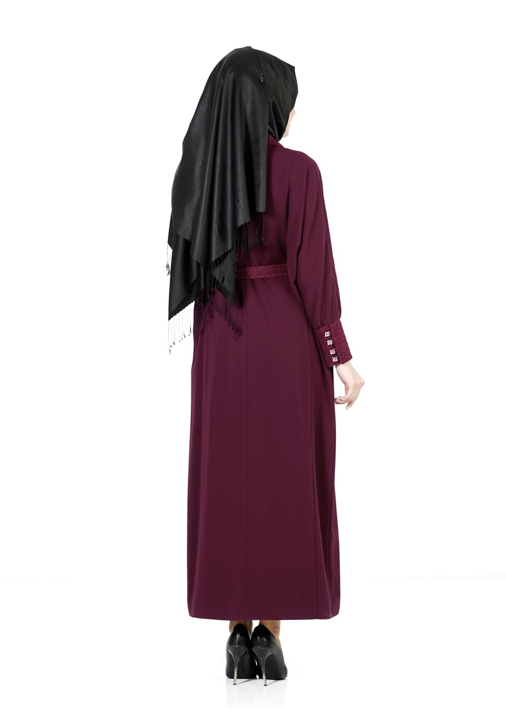 Vêtements hijab ROUGE BORDEAUX PARDESSUS À MANCHES DOLMAN 1406