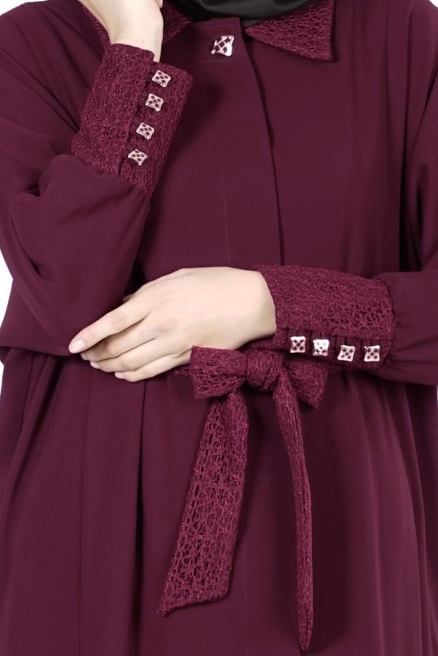 Vêtements hijab ROUGE BORDEAUX PARDESSUS À MANCHES DOLMAN 1406 - TRENDTESETTÜR