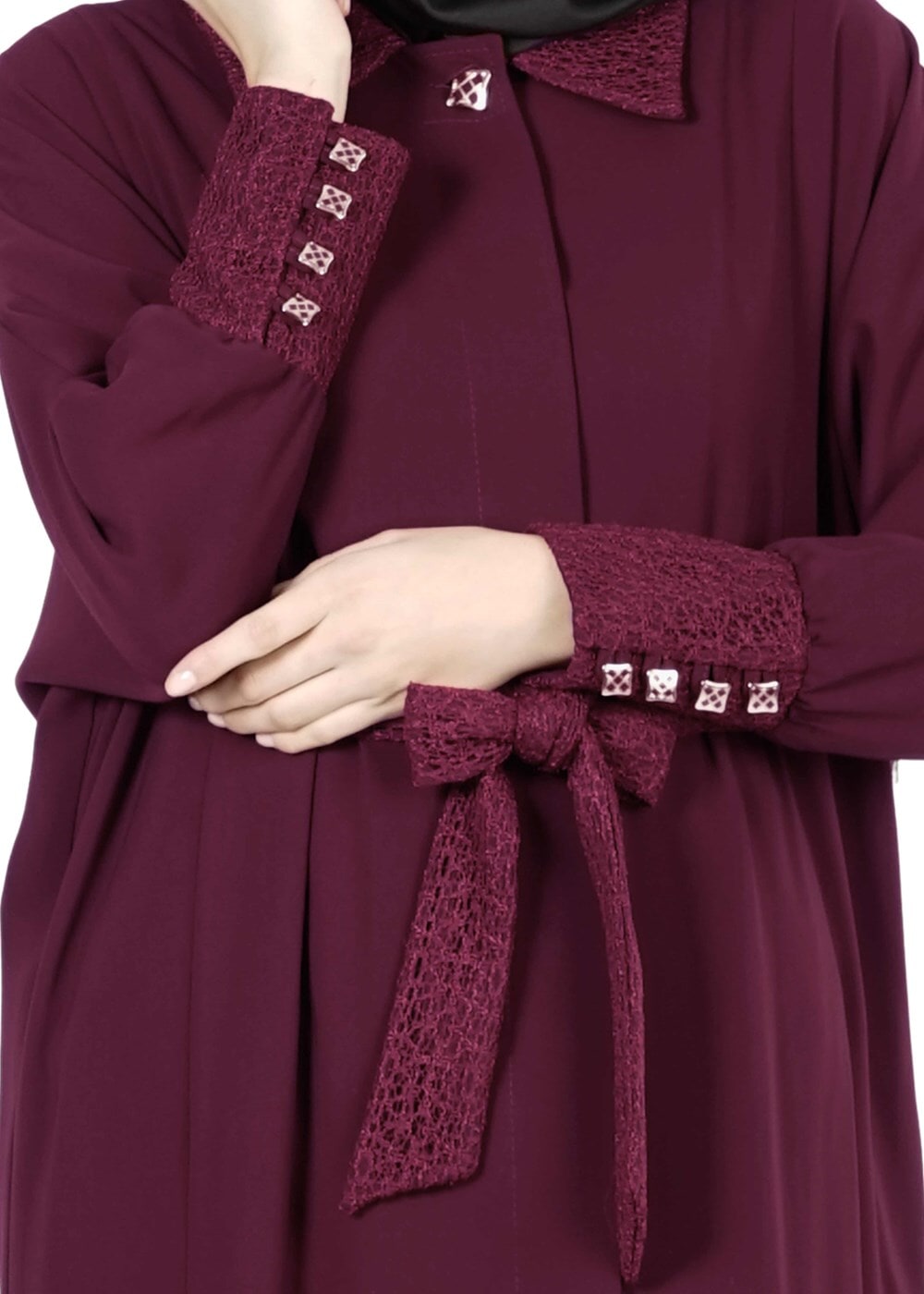 Vêtements hijab ROUGE BORDEAUX PARDESSUS À MANCHES DOLMAN 1406