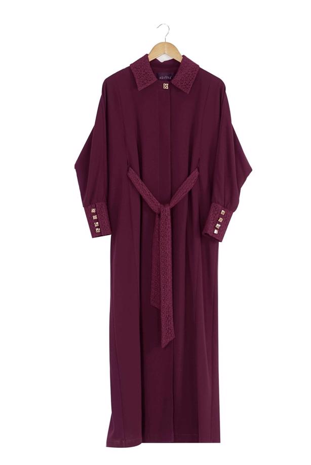 Vêtements hijab ROUGE BORDEAUX PARDESSUS À MANCHES DOLMAN 1406 - TRENDTESETTÜR
