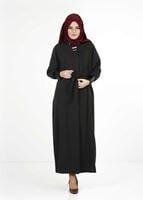 Tesettür giyim SİYAH KUŞAKLI PARDESÜ 1407 