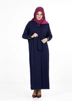 Tesettür giyim LACİVERT KUŞAKLI PARDESÜ 1407 